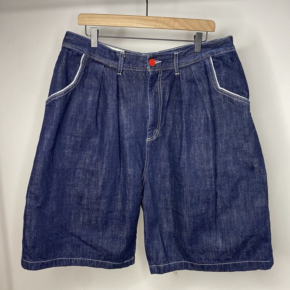 Mettle Park Men's D 36 Mettle Park 421 Selvedge Shorts Dark Blue Denim Baggy